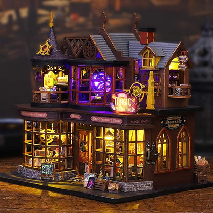 DIY Miniature Wooden Dollhouse Kit, DIY Miniature House Kit for Adults and Teens, DIY Mini Dollhouse Kit (Magic Treasure House)