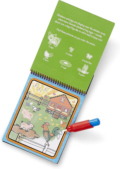 Melissa & Doug Water Wow! Mess Free Coloring Book, Reusable Water-Reveal Activity Pad, On The Farm, Travel Toys, Party Favors, for Toddlers & Kids Ages 3+