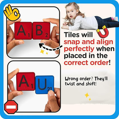 Learn Your Alphabet! Self-Correcting Magnetic Alphabets, Uppercase Letters – Help Kids Learn The Basics and More – Educational Toy Set of Magnetic Letters for Early Learning