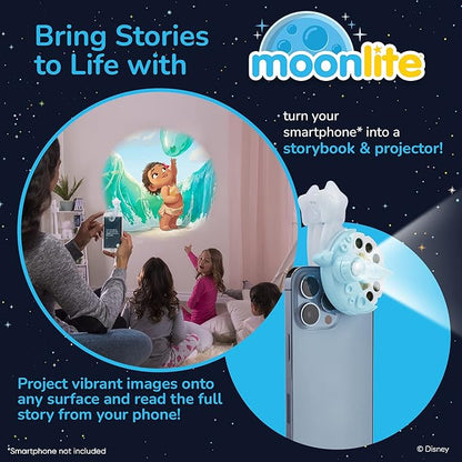 Moonlite Mini Projector with 4 Disney Princess Stories Edition - A New Way to Read Stories Together - 4 Digital Stories with Light Projector - Disney Princess Toys and Gifts for Kids Ages 1 and Up
