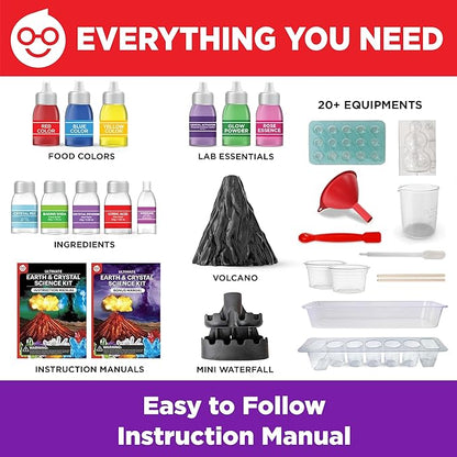 Doctor Jupiter STEM Earth Science Experiment Kit | Crystal Growing, Erupting Volcano Chemistry Set with 100+ Experiments | Learning & Educational Projects 7-8-9-10-11-12 Year Old