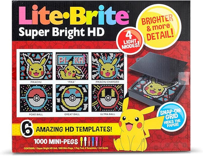 Lite Brite Super Bright HD, Pokemon Edition - Creative Retro Light-Up Screen – Educational Play for Children, Enhances Creativity, Gift for Boys and Girls Ages 6+