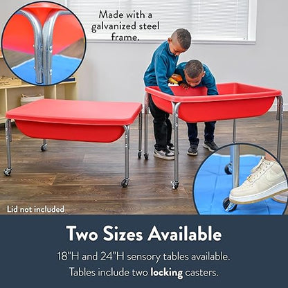Children's Factory Medium Sensory Table – 18″ Height, Sandbox, Water Table for Kids, Red