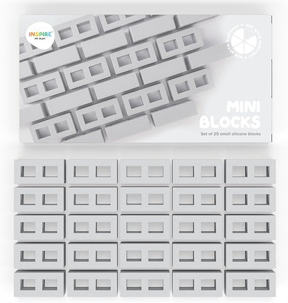Inspire My Play 25 x Mini Silicone Building Blocks for Sensory and Messy Play - Construction Bin Filler - Creativity for Kids