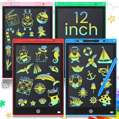 Epakh 4 Pcs 12 Inch LCD Writing Tablet Doodle Board for Kids Digital Erasable Drawing Pad with Colorful Screen Educational Christmas Gift for 3-10 Years Old Girls Boys(Colorful)