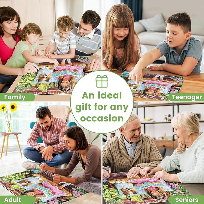 300 Pieces Girl Puzzle for Adults, Dog Jigsaw Puzzle 300 Pieces Recycled Cardboard Jigsaw Puzzles for Adults, Family Challenging Game Home Decor Gift Toy for Teens Kids Seniors 20.5×15 in