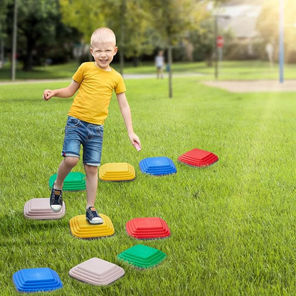 VEVOR Balance Stepping Stones for Kids, 10 PCS, Up to 220 lbs, Non-Slip Toddlers Sensory Stepping Stones, Obstacle Course Coordination Game Toys Indoor or Outdoor Play for Children Aged 3 4 5 6 7 8+