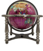 Limited Edition! Unique Art Since 1996 Pink Pearl Swirl Table Top Gemstone World Globe with Silver Zinc Alloy Stand (220MM/9 INCHES 4 LEG/PINK PEARL)