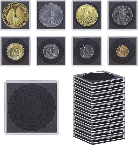 20 Pcs Clear Coin Collection Holders with Sponges 43mm Coin Capsules Morgan Silver Dollar Coin Snap Holder Protectors for Collectors (8 Adjustable Diameters: 19/21.5/24.5/27/31/33/38/40mm) (20)
