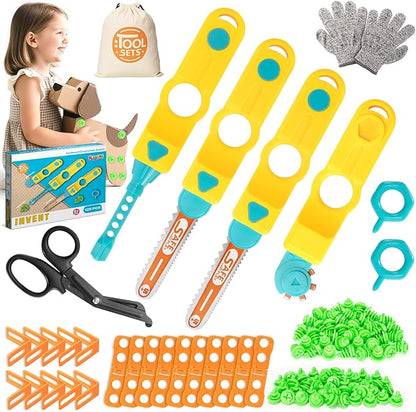 Cardboard Cutter Tools for Kids, Cardboard Construction Kit for Age 5 6 7 8+, Creative STEM Educational Toys for Family, Team Activities, Classroom Learning, Birthday for Boy Girl