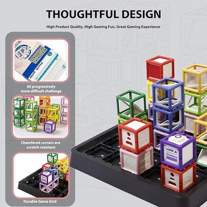 Laser Maze Reasoning Game - STEM Logic Toys for Ages 8+ Kid, 60+ Challenges Puzzle Games, Great 8-13 Years Old Children Gift for Christmas/Easter/Children's Day to Develop Knowledge of Space & Optics
