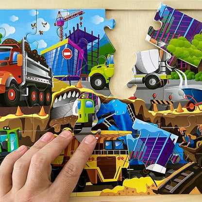 QUOKKA 4SET Puzzles for Kids Ages 4-6 - 36 Pcs Wooden Realistic Montessori Toddler Puzzles Ages 3-5 - Animals Dinosaurs Learning Games for Boys and Girls 4-8 Year Olds