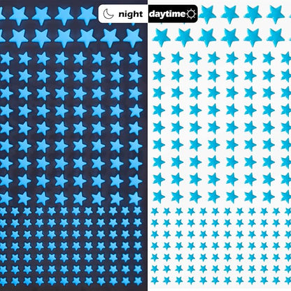 Glow in The Dark Stars Decals Decor for Ceiling 633 Pcs Realistic 3D Stickers Starry Sky Shining Decoration Perfect for Kids Bedroom Bedding Room Gifts(Blue)