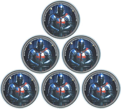 Knight Templar Challenge Coin Armor Red Cross Shield Faith and Bravery Coin Collection (Pack of 6)
