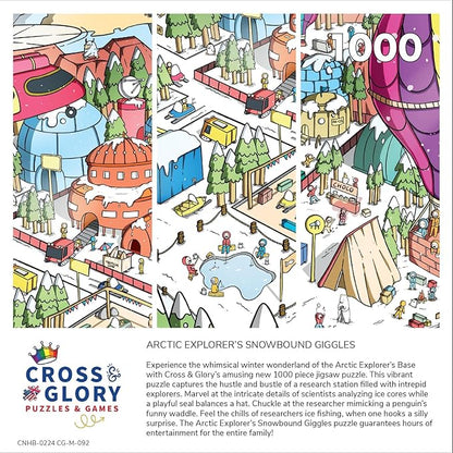 Cross & Glory - Arctic Explorer's Snowbound Giggles - 1000 Piece Jigsaw Puzzle for Adults & Kids 12+ | Funny Polar Adventure Magic Puzzle