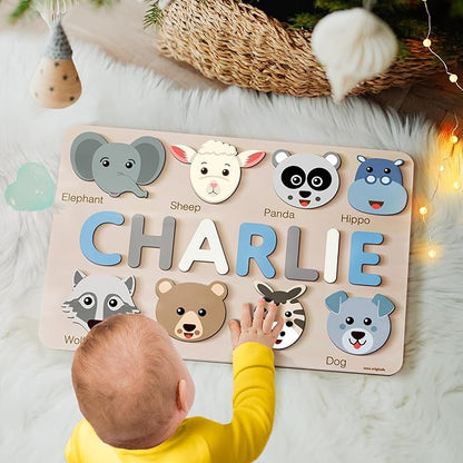 Custom Handmade Puzzles for Toddlers, Multi Color Scheme Options Wooden Name Puzzle, Easter Gifts, New Baby Gifts, Birthday Gift for Baby, Kid, Toddler, Toddler Toy