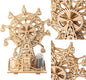 Solar 3D Wooden Puzzle Ferris Wheel DIY Model Kit Craft Sets Wood Mechanical Building Toys for Adult Men Age 14+ Years Old.