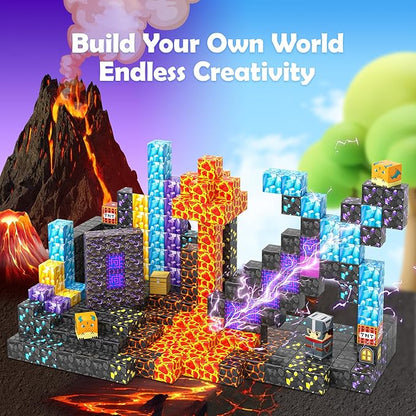 Magnetic Blocks - Build Mine Magnet World Magic Sword Portal Set, Building Toys Magnetic Tiles for Kids 3+, Classroom Must Haves Sensory Toddlers Toys Kids Games Gift for Boys & Girls 3-5 5-7