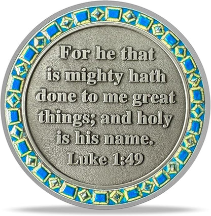 Annunciation Angel Religious Coin - Inspirational Angel and Virgin Mary Medallions with Biblical Verse - Ideal Religious and Spiritual Gifts for Men & Women Celebrating Faith and Devotion