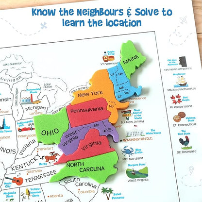Imagimake Mapology United States Puzzle | Educational Toys for Kids 5-7 | Learn USA States Along with Their Fun Facts | Puzzles for Kids Ages 4-8