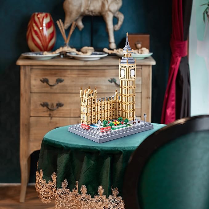 Micro Building Blocks - Big Ben London Famous Architecture Model, 6473 Pieces, Advanced DIY Puzzle for Adults & Teens 14+, Collectible Display Set, Creative Gift Idea