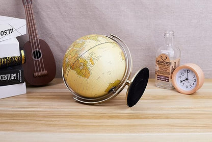 ANNOVA 8" / 20cm World Globe Antique Globe Metal Arc and Base Bronzed Color - All Direction 360° Rotating - Educational/Geographic/Modern Desktop Decoration - for School, Home, and Office (720°)