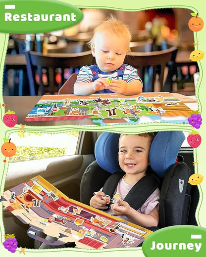 Benresive Reusable Sticker Book for Toddlers 2-4 Years, Fun Travel Stickers for Kids, Waterproof Sticker Books for Toddlers 1-3, Crafts Activities for Todddlers 1-3 2-4 3-5 - Riding