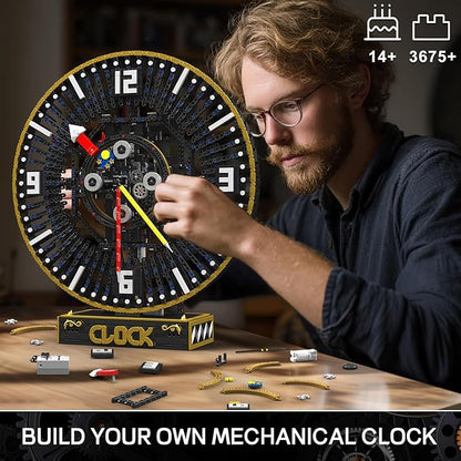 Mould King 10160 Mechanic Grand Clock Building Set, APP Control Real-time Mechanical Gear Rotation, DIY Electric Building Block Clock for Age 14+/Adults Collections Enthusiasts(3675+ PCS)