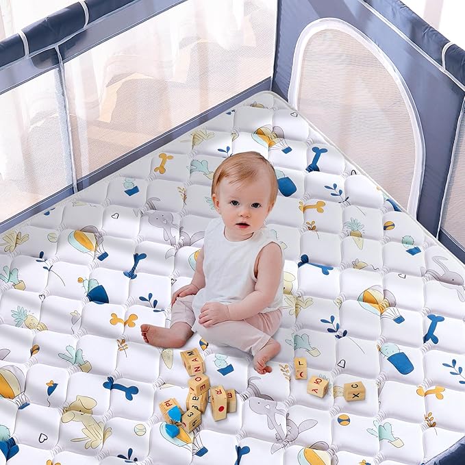 Lilyvibebearhappy Baby Play Mat, 59x59 Inch Thicker and Larger Non-Slip Cushioning Foam Playmats for Babies,Toddlers, Infants, Play & Tummy Time, Foldable and Machine Washable Baby Mat for Floor