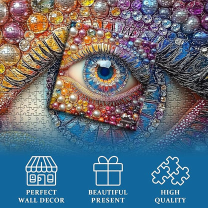 Impossible Puzzles for Adults1000 Pieces, Eye Colorful Gradient Crystal Diamond Abstract Art Themed, Hard Difficult Challenge Jigsaw Puzzle