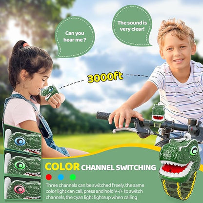 Dinosaur Walkie Talkies for Kids 2 Pack Camping Gear T-Rex Outdoor Toys for Boys Age 3-12 Year Old 3 Channel Long Range Birthday Gifts Easter Christmas Stocking Stuffers