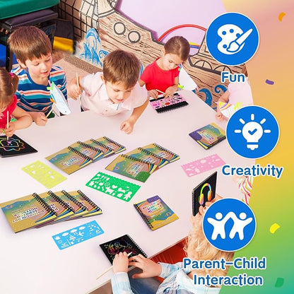 YSCare Scratch Arts Party Favors for Kids: 24 Pack Rainbow Art Scratch Notebook, Art Craft Kit Goodie Bags Stuffers, Birthday Gift Bulk Return Gifts Classroom Prizes for Girls Boy 4-8-12