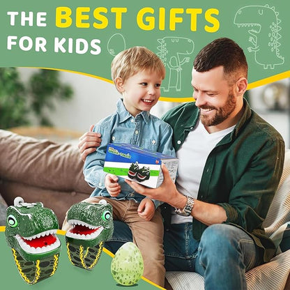 Dinosaur Walkie Talkies for Kids 2 Pack Camping Gear T-Rex Outdoor Toys for Boys Age 3-12 Year Old 3 Channel Walkie Talkies Birthday Gifts Easter Christmas Stocking Stuffers