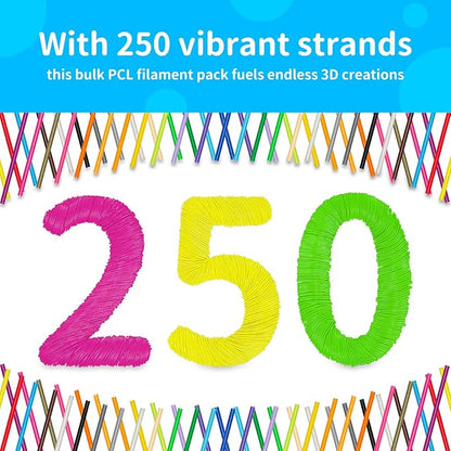25 Colors 250 Strands 3D Doodler Refill Packs for 3Doodler Start+ Pen 2.5mm 3D Doodler Pen Refills PCL Only for 3Doodler Start+ Pen Each Color 10pcs Total 250 pcs