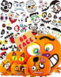 Oomloid Halloween Pumpkin Stickers for Kids, 88 Funny Face Pumpkin Decorating Kit, Halloween Crafts Games Halloween Pumpkin Painting Kit for Halloween Party Decorations