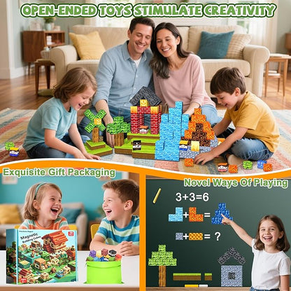 Magnetic Blocks,100PCS Magnetic Building Blocks Upgraded Sensory Toys Construction Set,Magnets Cubes Building Toys for Kids Games,Toddler Montessori Stacking Magnets for 3+ Boys Girls Birthday Gifts