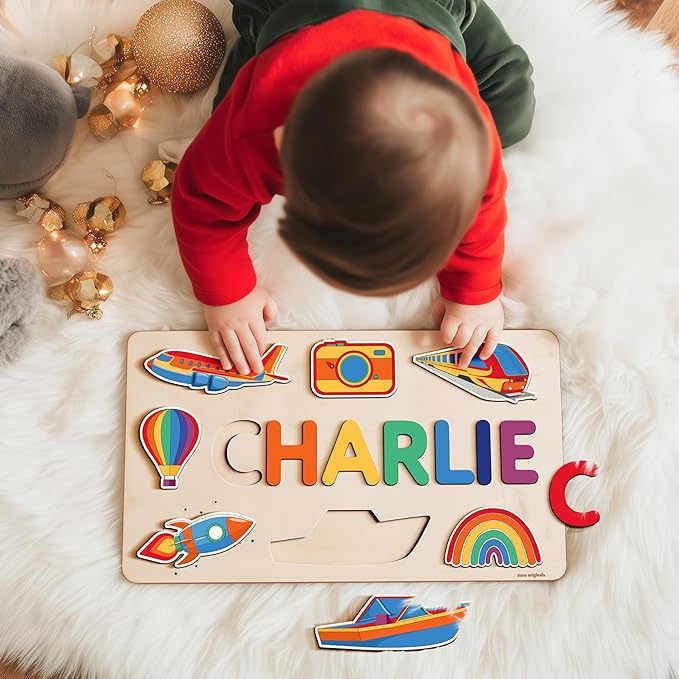 Busy Board, Name Puzzle for Toddlers, Personalized Gift, Gifts for 0 1 2 3 Years Old, Kid Gift, 1st, 0 3 6 9 12 18 24 36 Months