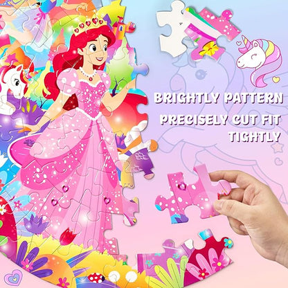 Unicorn Toys for Girls Age 4-6,70 Pcs Jumbo Floor Puzzle for Kids,Fun Educational Preschool Learning Toy Gift for Girls Boys 3 4 5 6 7 8 9 10,Easter Toys for Kid,Girl Birthday Gifts (Pink)
