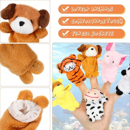 HyDren 32 Pcs Finger Puppets Set for Toddlers Mini Stuffed Animals Finger Puppets Bulk Soft Velvet kidsToys for Storytelling, Role Playing, Teaching, and Birthday Party Supplies