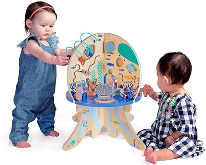 Manhattan Toy Deep Sea Adventure Wooden Toddler Activity Center with Clacking Clams, Spinning Gears, Gliders and Bead Runs