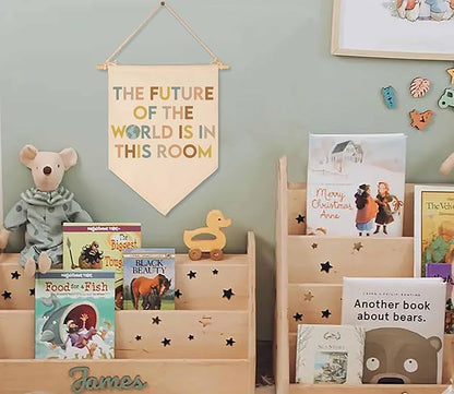 the Future of the World is in This Room-Classroom Decor-Teacher Gift-Inspirational Classroom Decor-Welcome Poster-Canvas Hanging Pennant Flag Banner Wall Sign-Positive Affirmation Motivational Quote