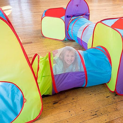 Hide and Slide 7pc Kids Ball Pit Play Tent and 20 Balls, Toddler Jungle Gym Play Tent Crawl Tunnel Toy for Babies Infant Children, Birthday Gift Girls Boys, Indoor Outdoor Gift, Portable Play Center