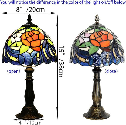 Tiffany Table lamp are Suitable for bedrooms Beside The Bed Living Rooms Night Lights 8-inch Small Vintage Stained Glass Table Lamps and Home Offices