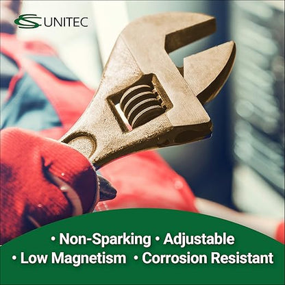 CS Unitec | Non-Sparking Wrench | Adjustable End | 8 in. | Max Socket 15/16 in. | TUV Certified | Aluminum Bronze | Non-Magnetic | Corrosion Resistant | EX501-8A
