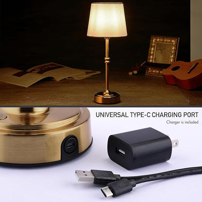 O’Bright Seraph - Cordless LED Table Lamp with Dimmer, Built-in Rechargeable Battery, 3-Level Brightness, Patio Table Lamp, Bedside Night Lamp, Ambient Light for Restaurant, Antique Brass