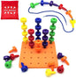 Foam Peg Board Toy - 36 Pegs, Foam Board, Lacing String, Storage Bag - Occupational Therapy Toys - Fine Motor Skills Toys for Toddlers and Kids (Orange)