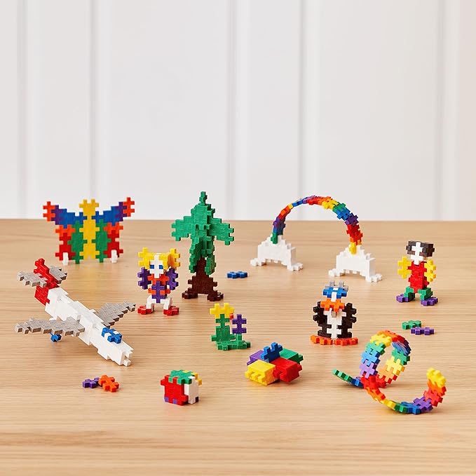 PLUS PLUS 240 Piece Interlocking Building Blocks for Kids, Open Ended Connecting Toys, STEM Bin Mini Manipulatives - Basic Mix Play Tube & Baseplate