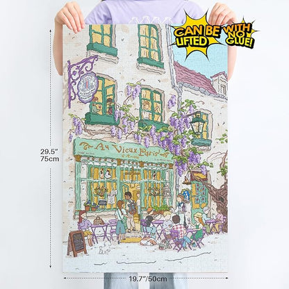 MOMIBOOK Puzzles for Adults 1000 Piece Jigsaw Puzzles of Holiday Morning, Painting Image Store Puzzle Difficult Challenging Hard Impossible Puzzle, Funny Toys & Games Christmas Birthday Gifts
