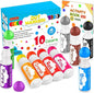 Soucolor Washable Dot Markers for Toddlers Kids Preschool, 10 Colors 2 oz Bingo Daubers Paint Markers Set with 48 Pages Tearable Activity Book for Toddler Arts and Crafts Kits Supplies, Water-Based