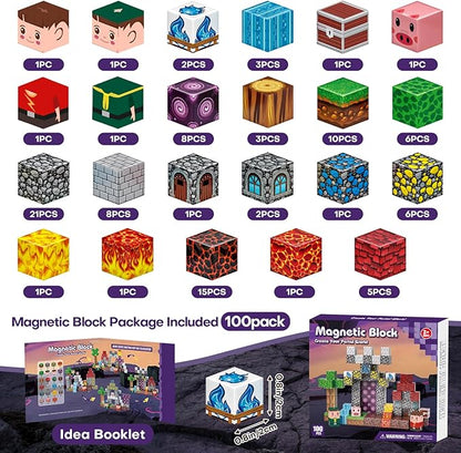 Magnetic Blocks, Magnetic Building Blocks 100pcs, Magnetic Blocks for Kids Ages 4-8, Magnetic Cubes STEM Sensory Toys for Ages 3+ Toddlers Boys & Girls–Christmas Birthday Party Kids Gifts
